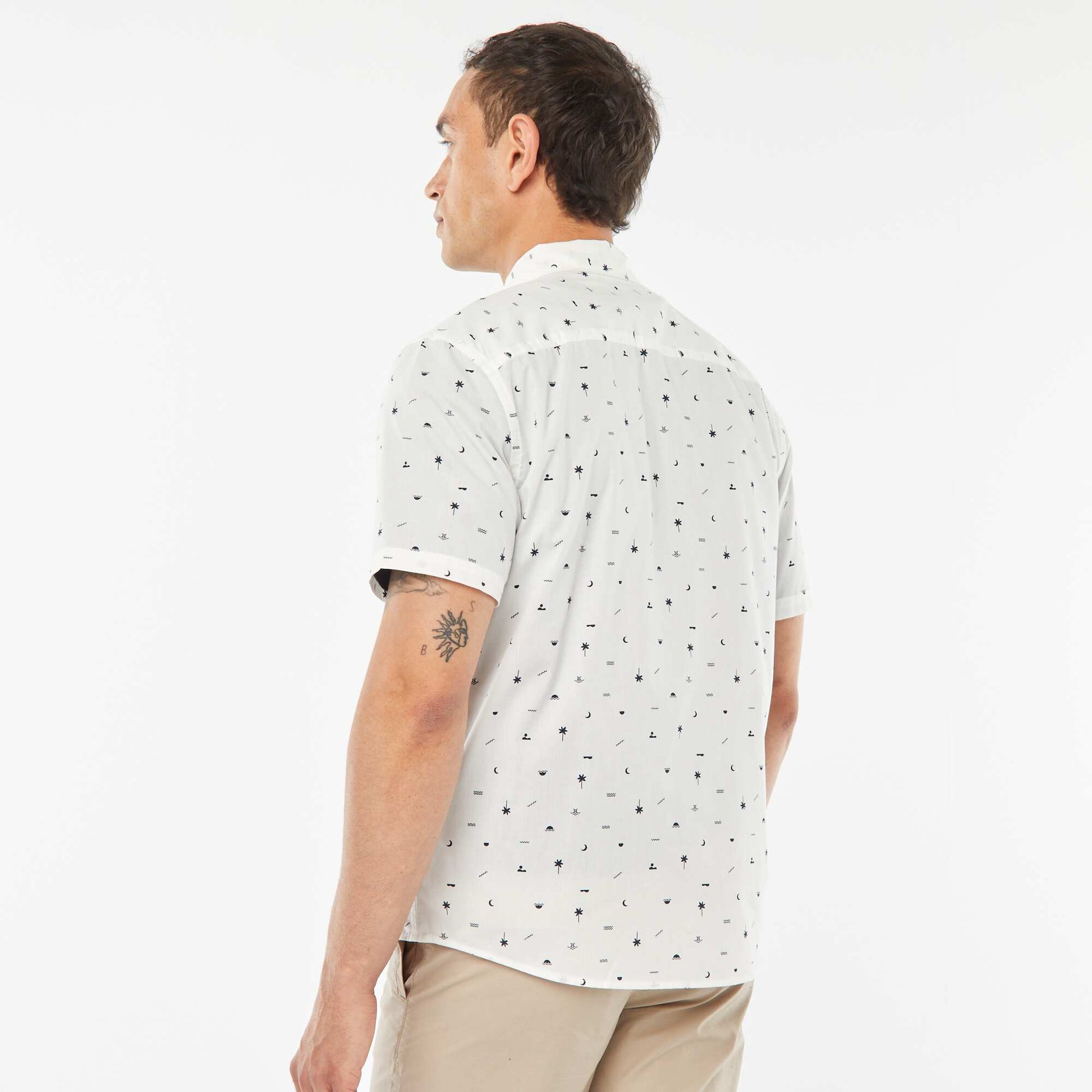 Short-sleeved straight-cut shirt WHITE