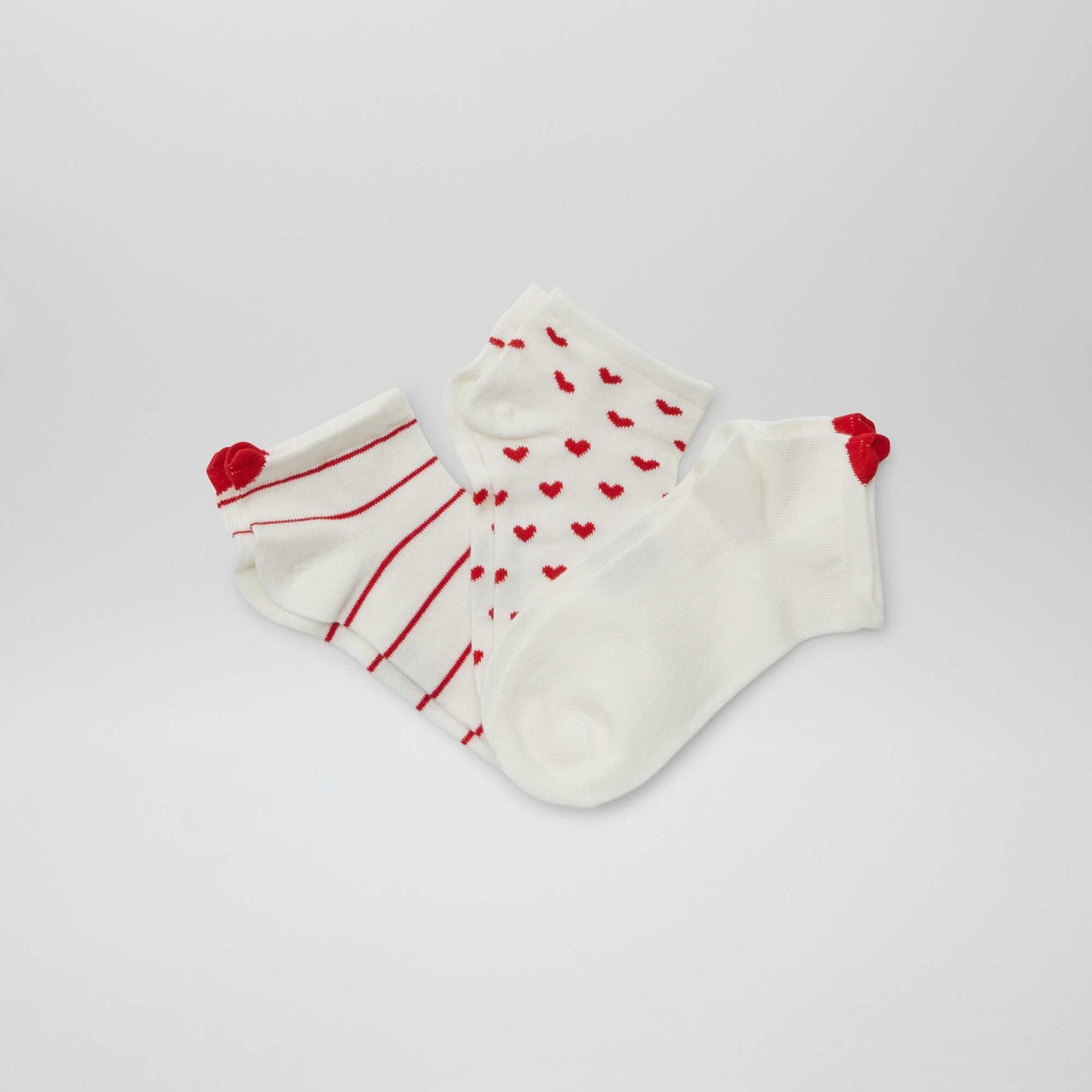 Pack of 3 pairs of ankle socks RED