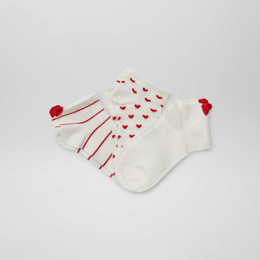 Pack of 3 pairs of ankle socks RED