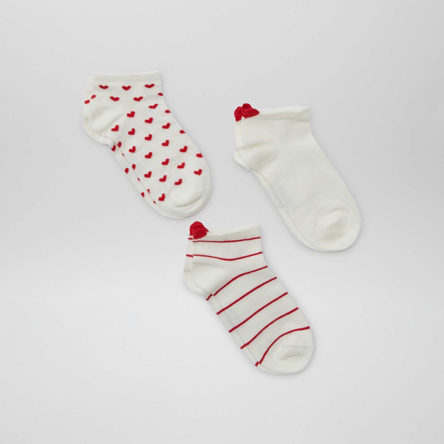 Pack of 3 pairs of ankle socks RED