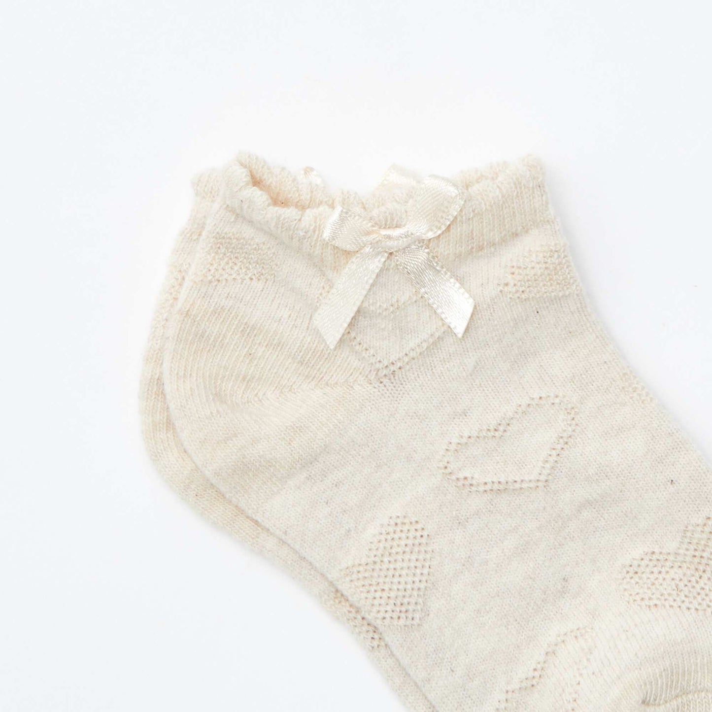 Pack of 3 pairs of textured knit ankle socks PINK