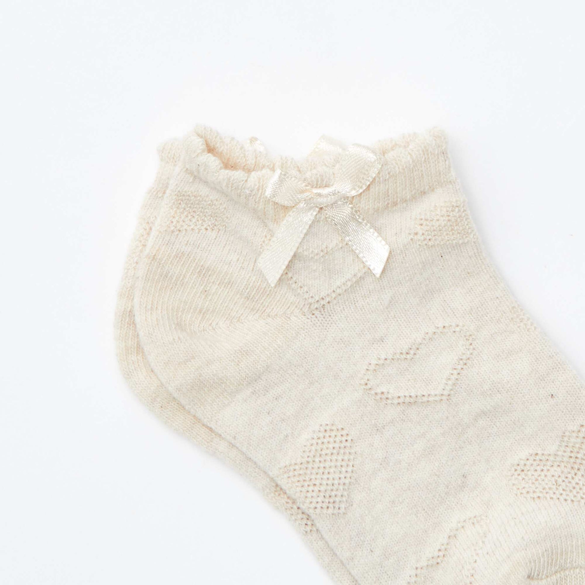 Pack of 3 pairs of textured knit ankle socks PINK