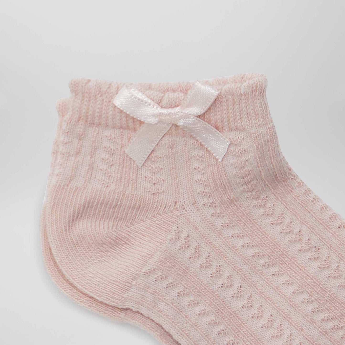 Pack of 3 pairs of textured knit ankle socks BEIGE