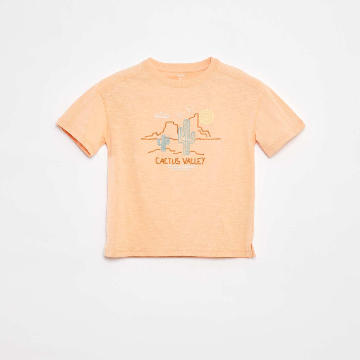 T-shirt with fancy seaming and embroidery ORANGE