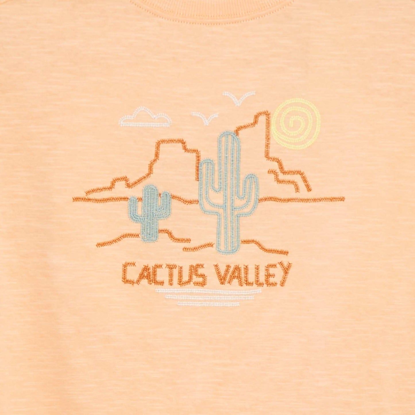 T-shirt with fancy seaming and embroidery ORANGE