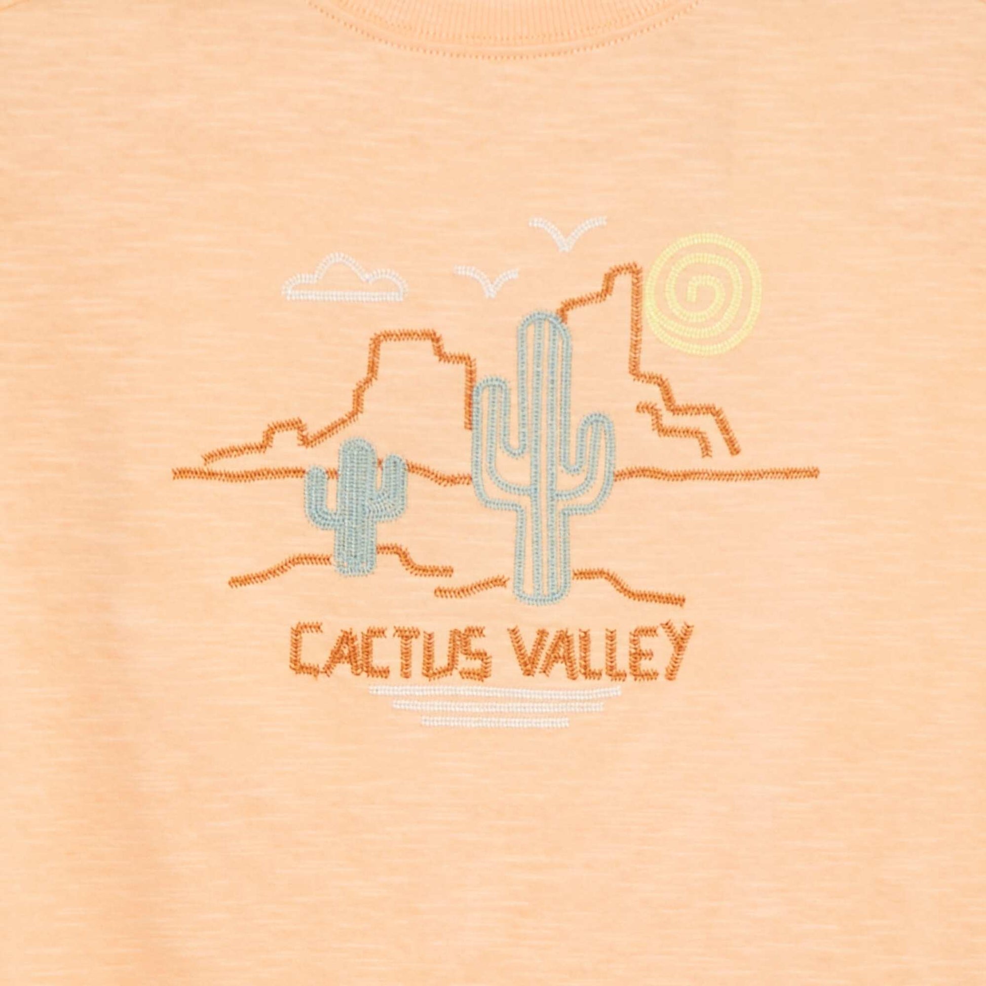 T-shirt with fancy seaming and embroidery ORANGE