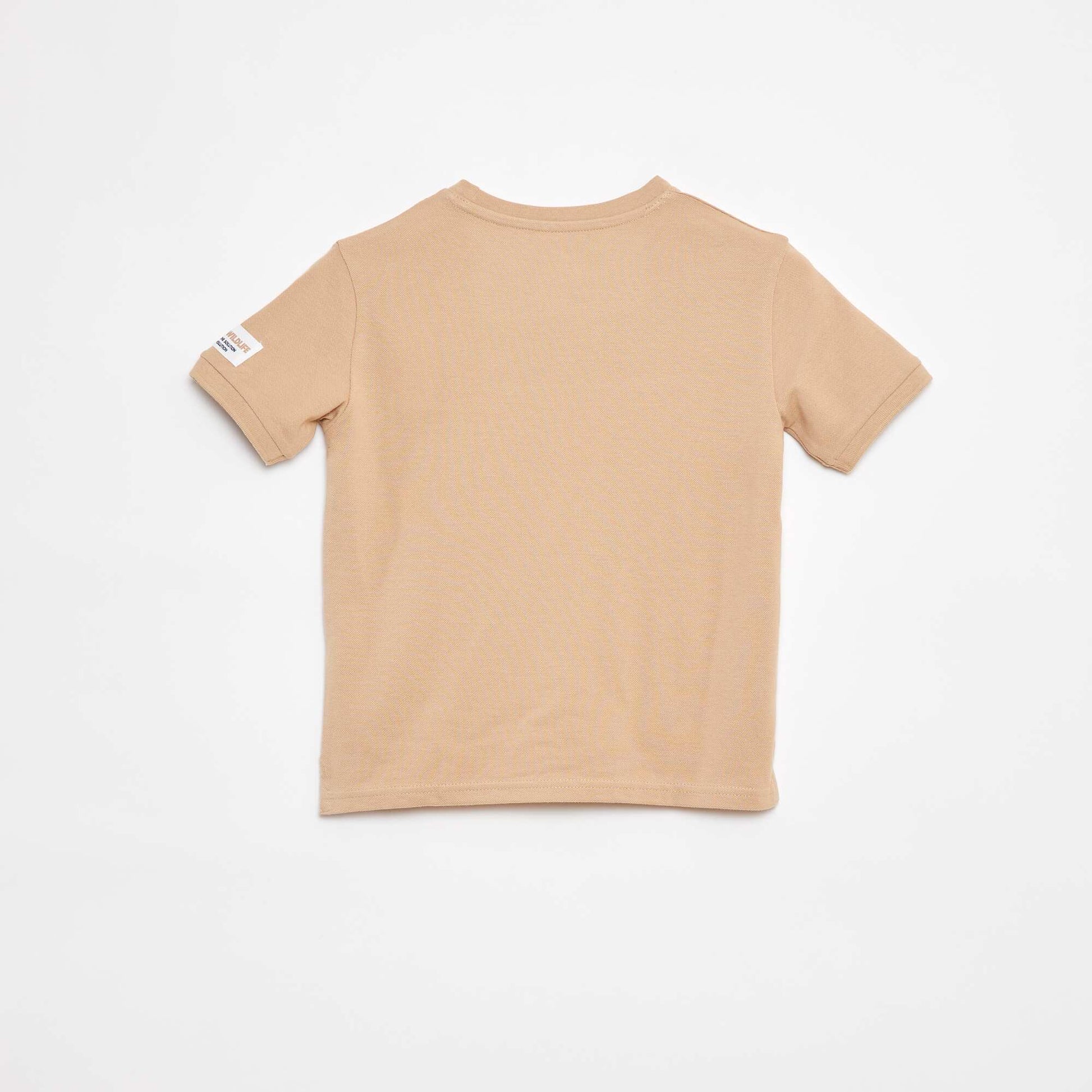 Cotton piqué T-shirt BROWN