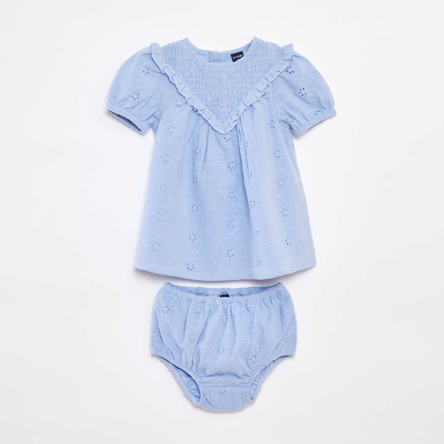 Broderie anglaise dress + briefs set - 2-piece set BLUE