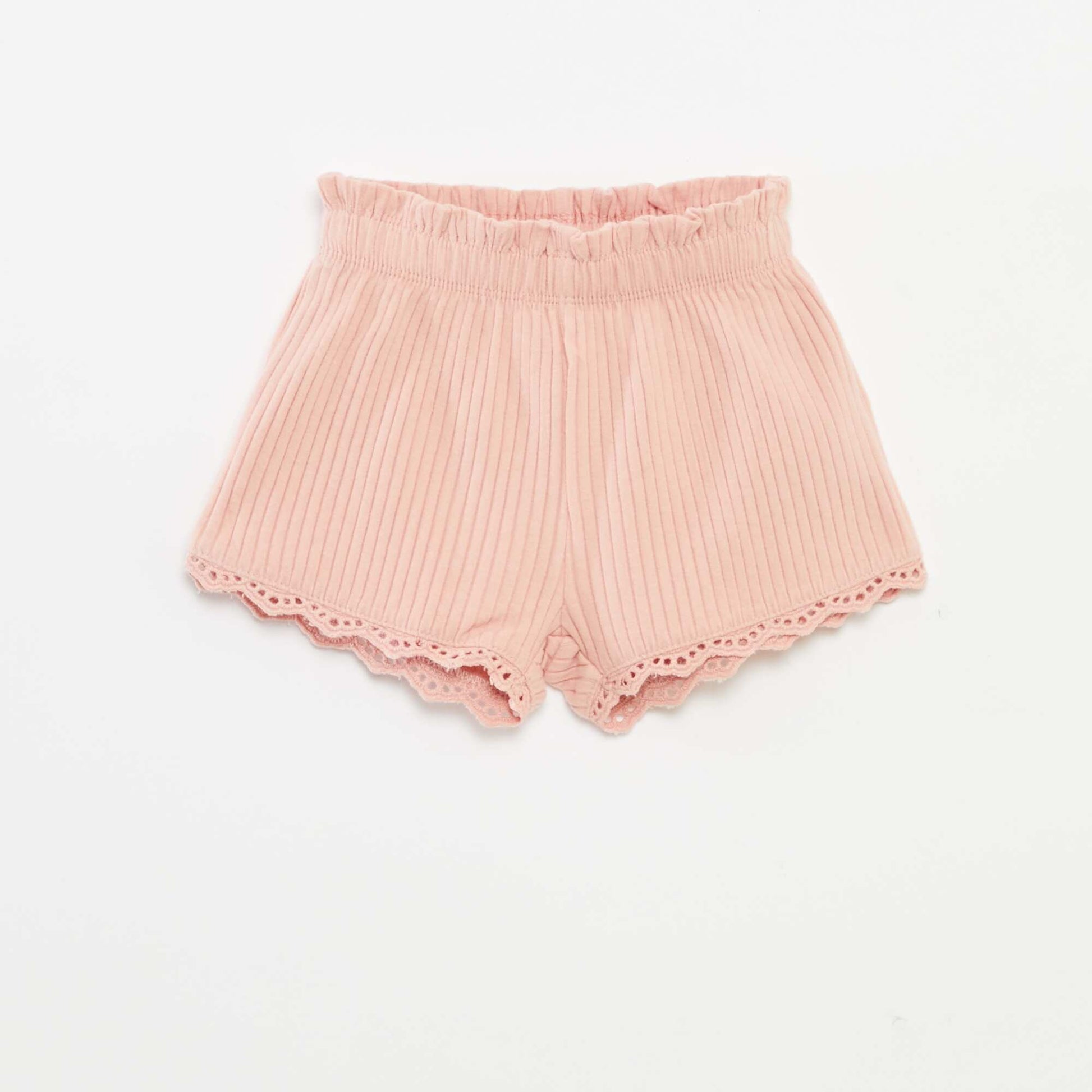 Ribbed knit vest top and shorts set - 2-piece set PINK