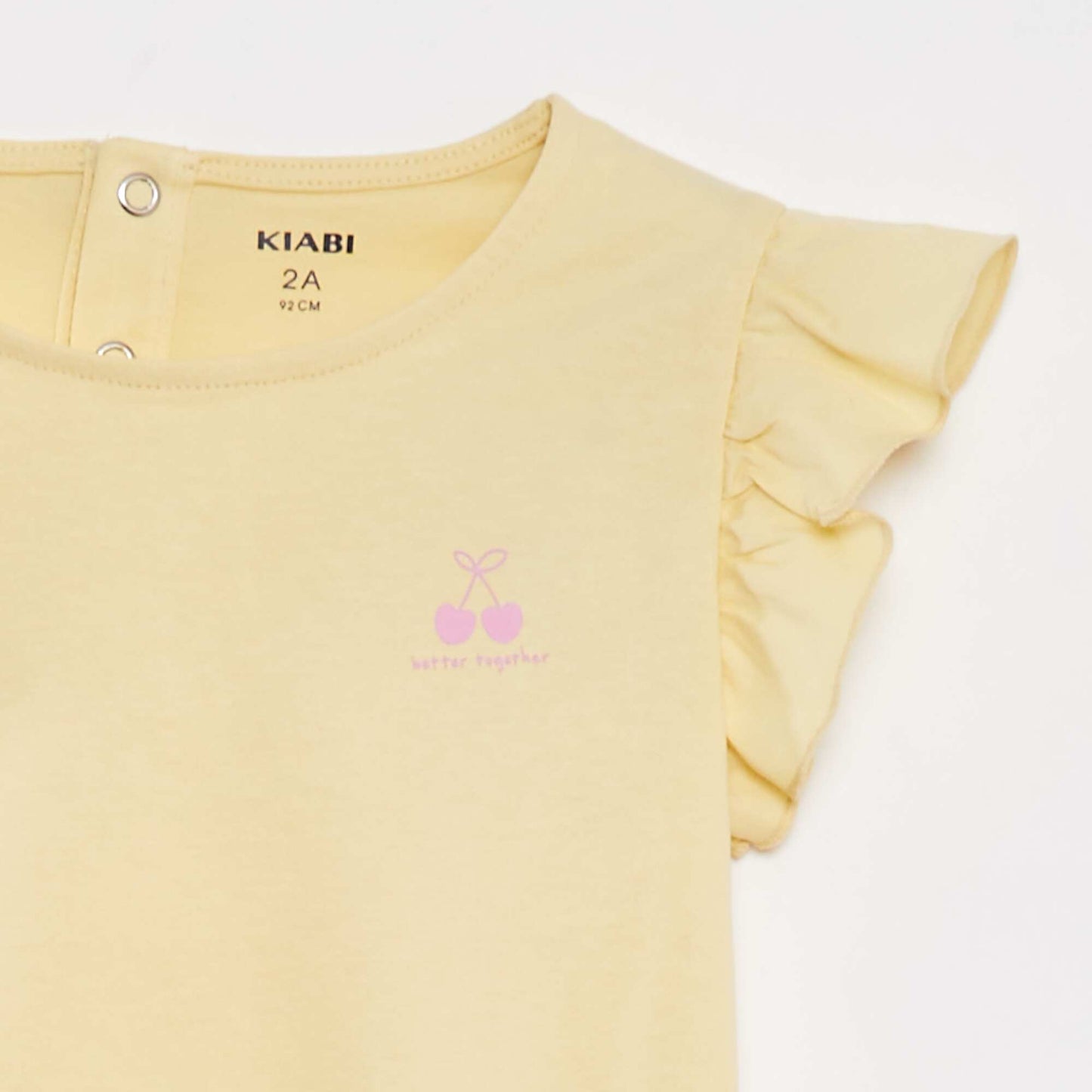 طقم بيجامة قميص + شورت مكشكش - طقم من قطعتين أصفر