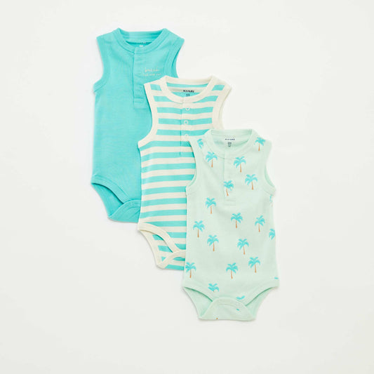 عبوة من 3 بدلات بدون أكمام بلا أكمام باللون الأخضر