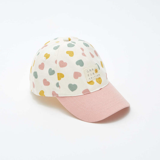 Patterned canvas cap PINK