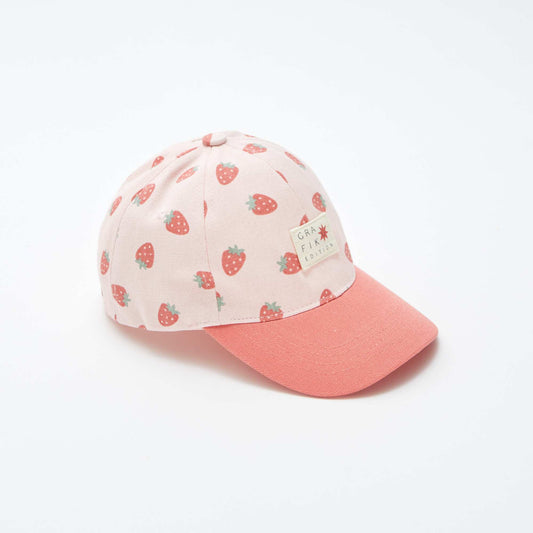 Patterned canvas cap PINK