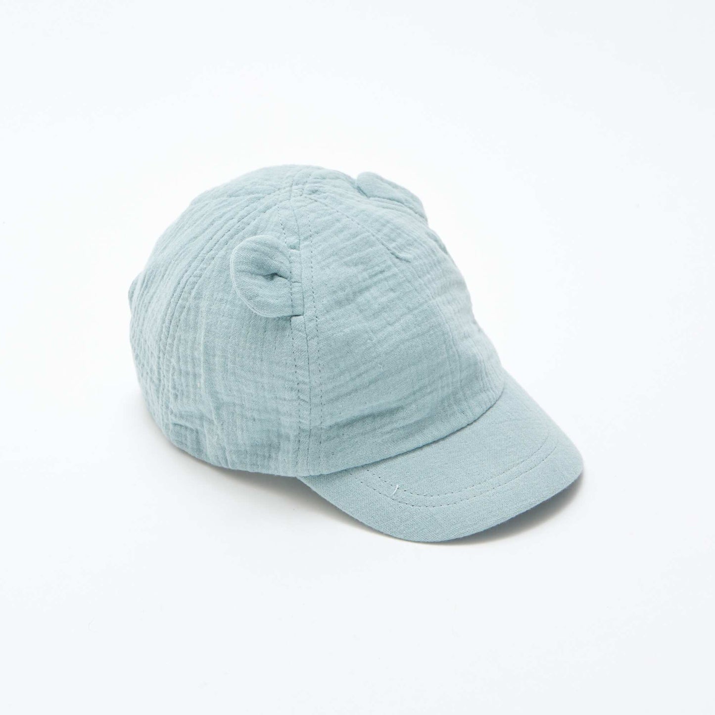 Cotton gauze cap with decorative ears BLUE