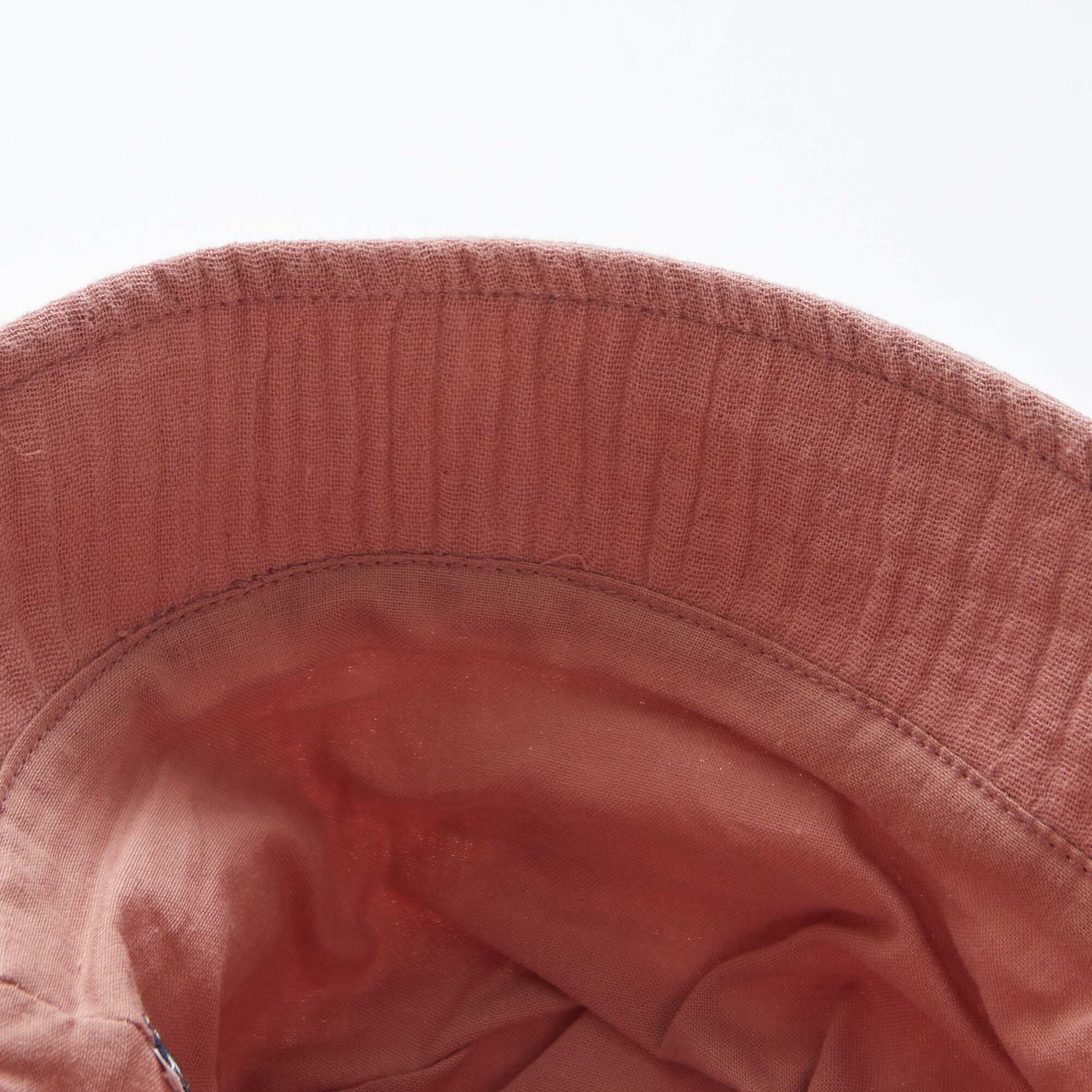 Cotton gauze bucket hat with embroidered sun PINK