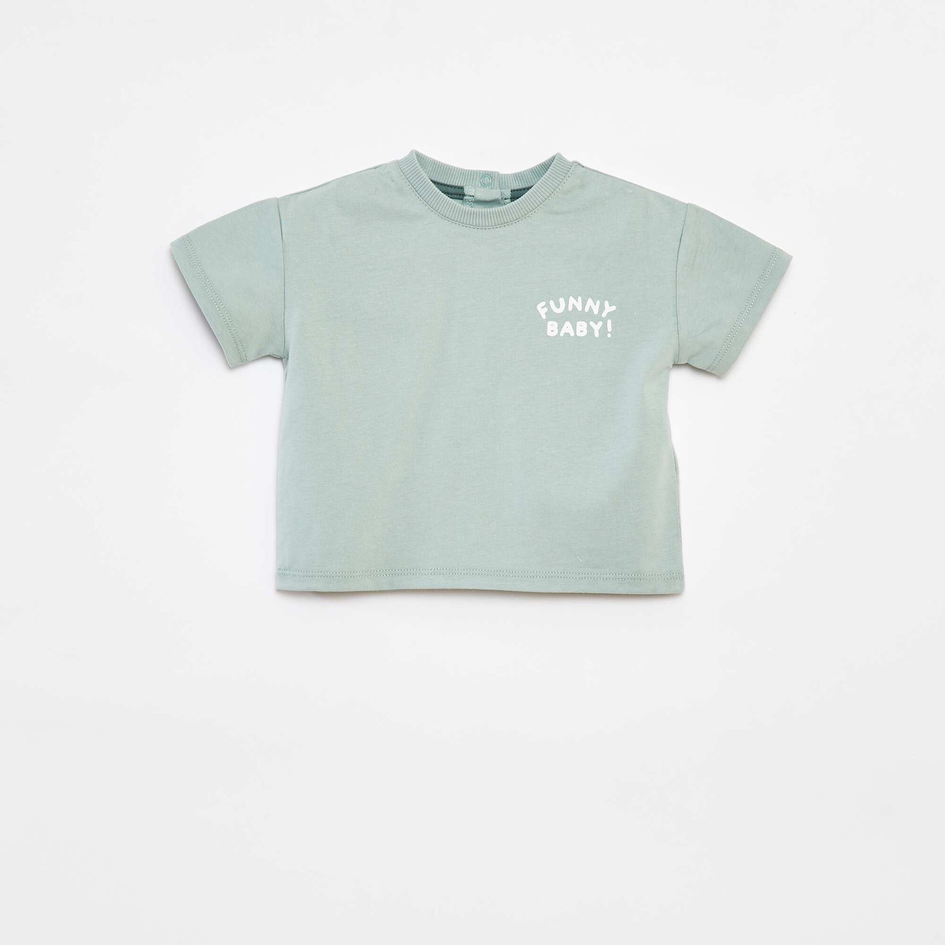 Cropped T-shirt + shorts + bucket hat set - 3-piece set GREEN