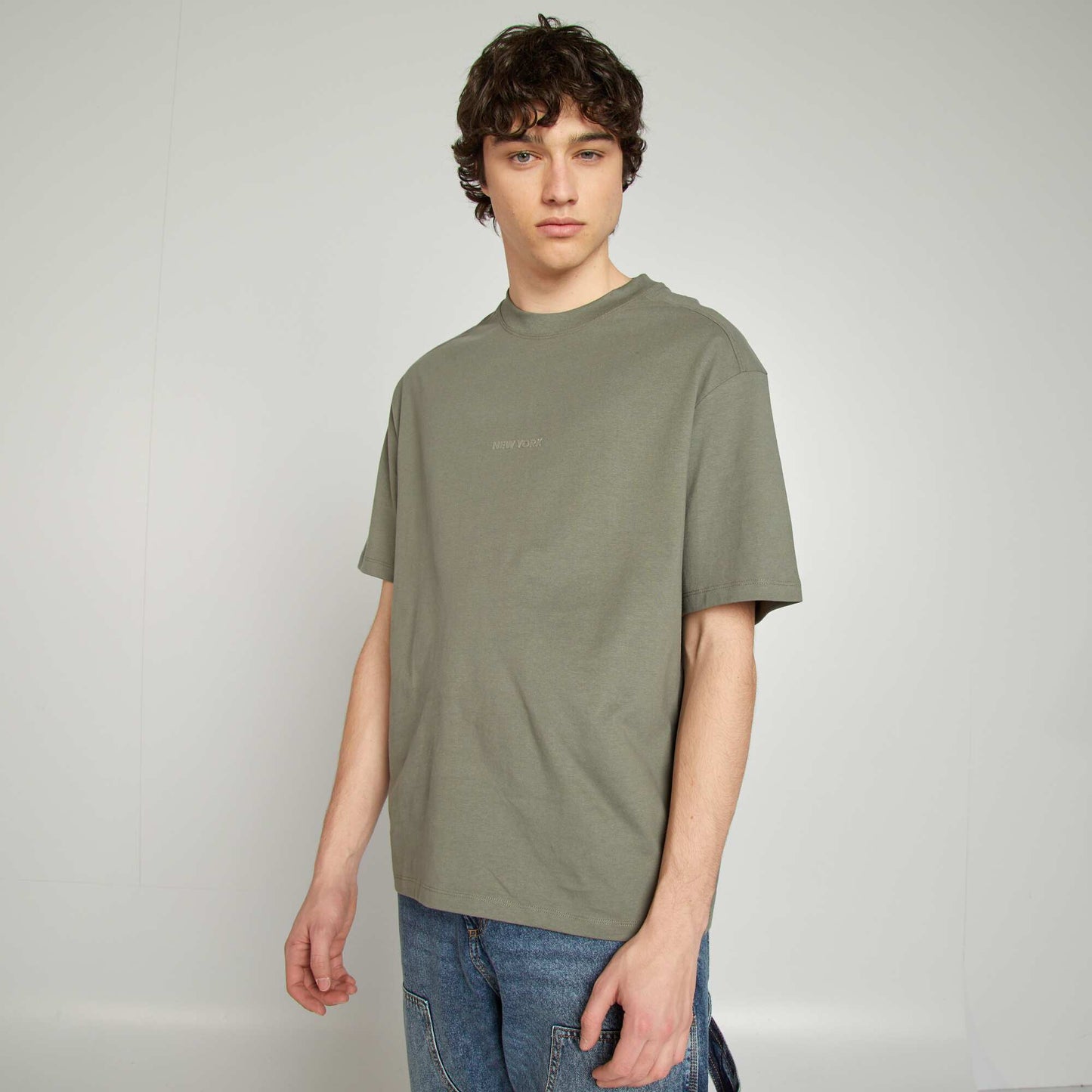 Short-sleeved jersey knit T-shirt GREY
