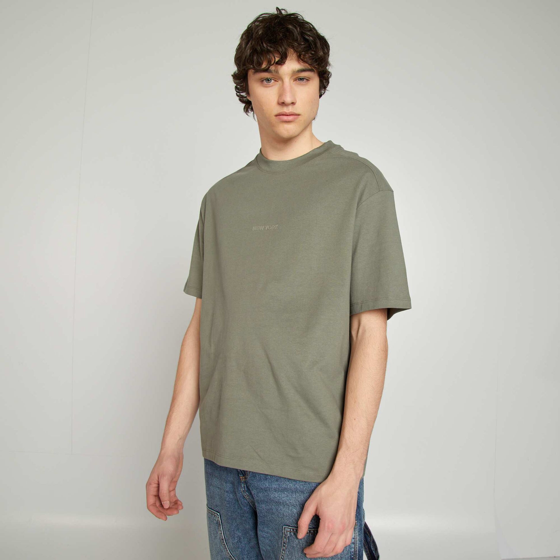 Short-sleeved jersey knit T-shirt GREY