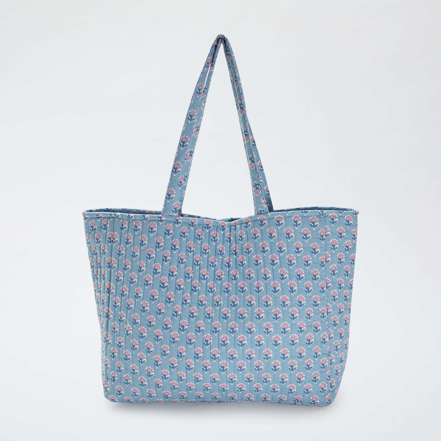 Printed quilted shopper BLUE