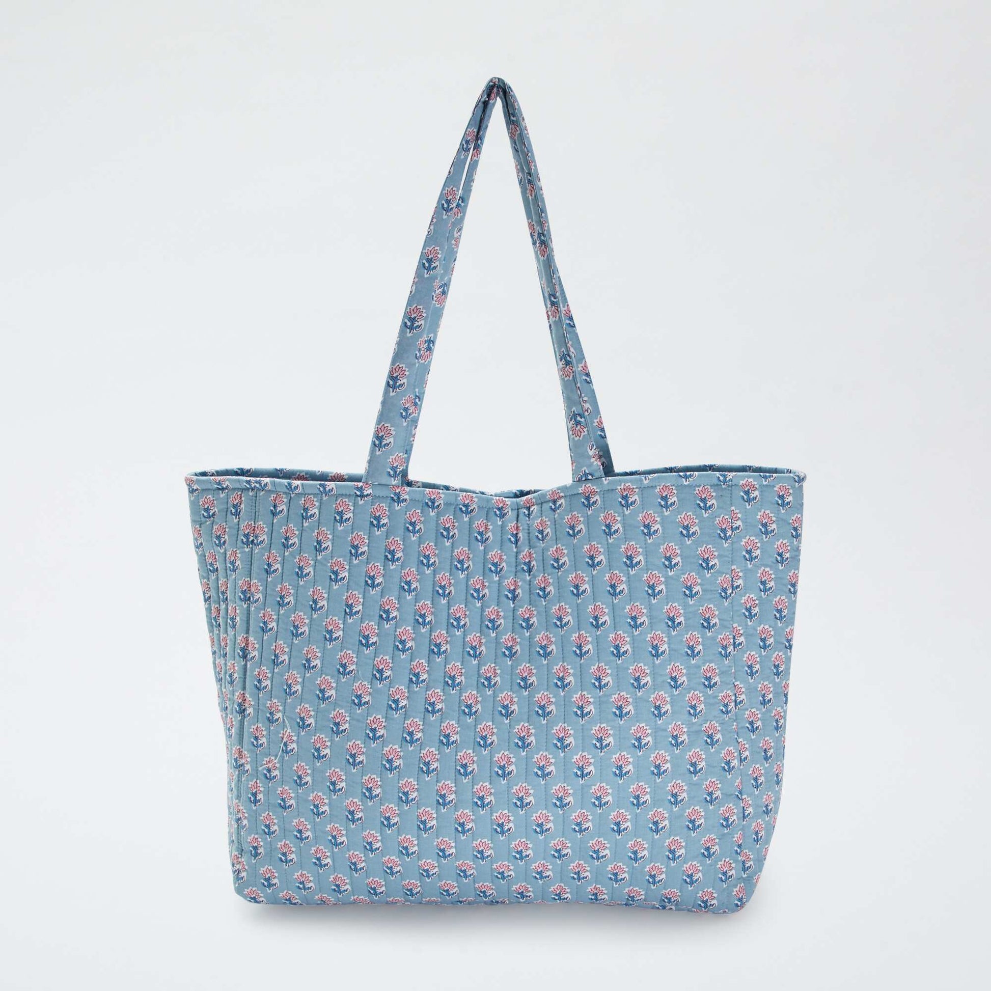Printed quilted shopper BLUE