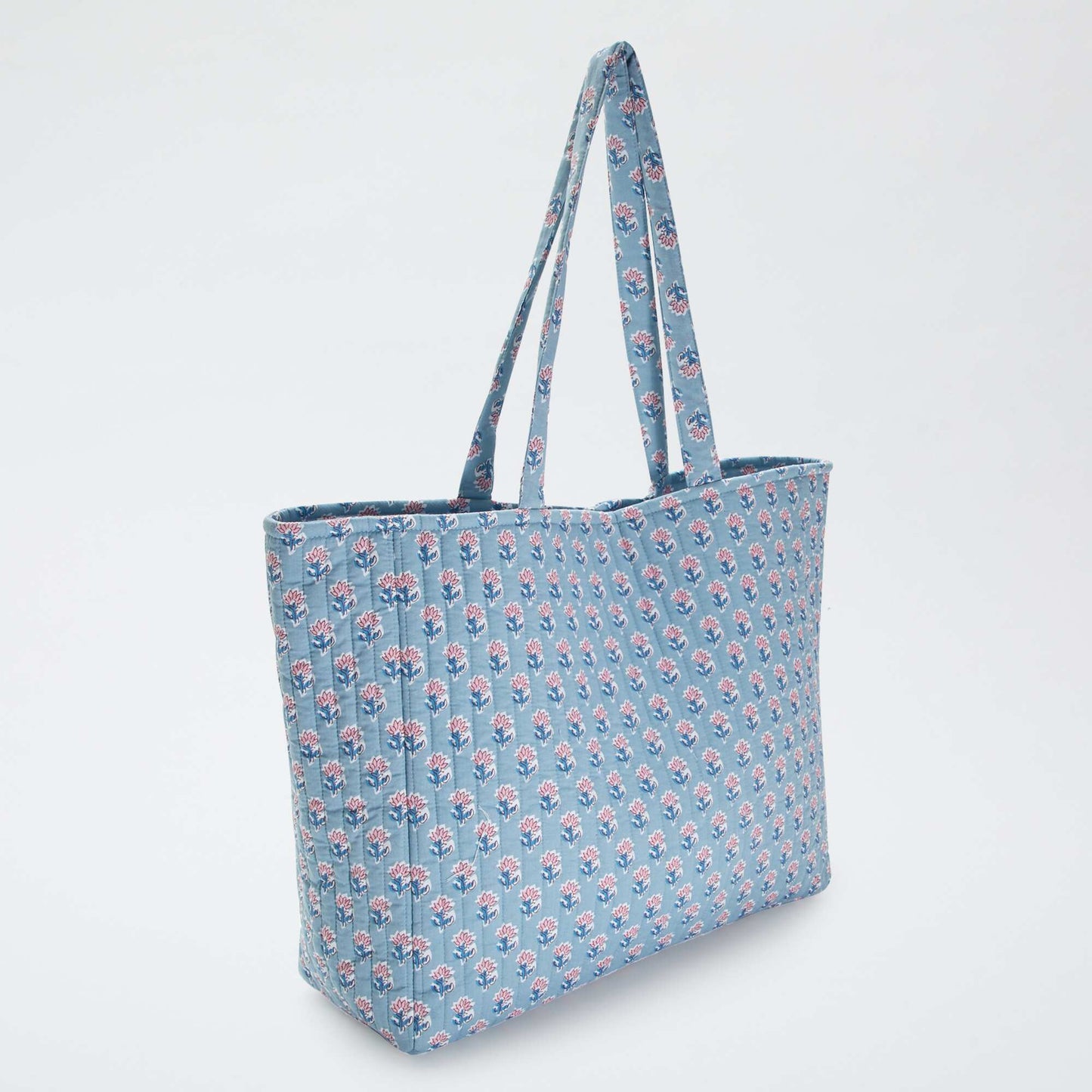 Printed quilted shopper BLUE