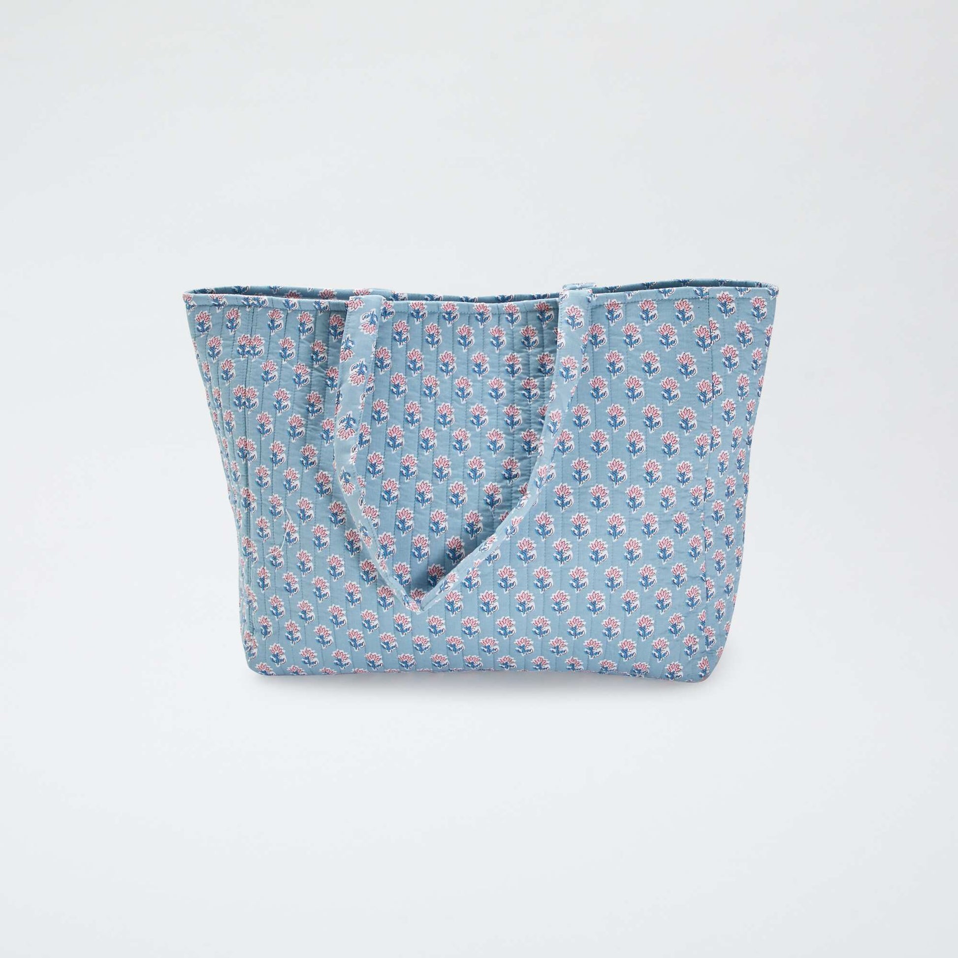 Printed quilted shopper BLUE