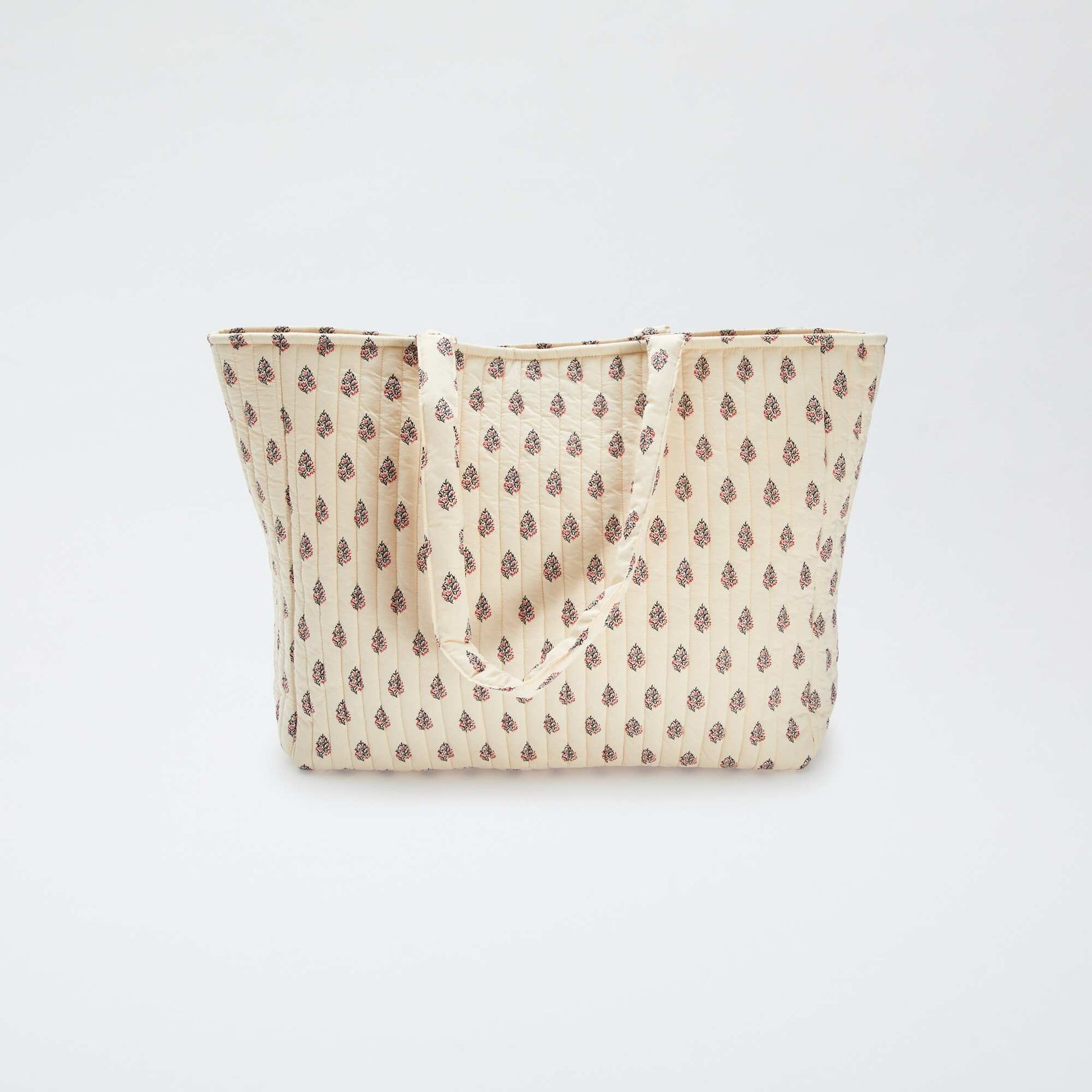 Printed quilted shopper WHITE