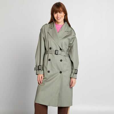 معطف خفيف متوسط الطول أخضر