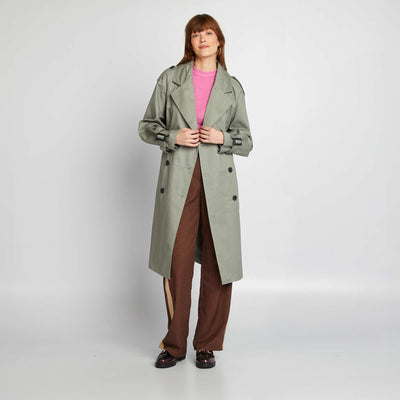 معطف خفيف متوسط الطول أخضر