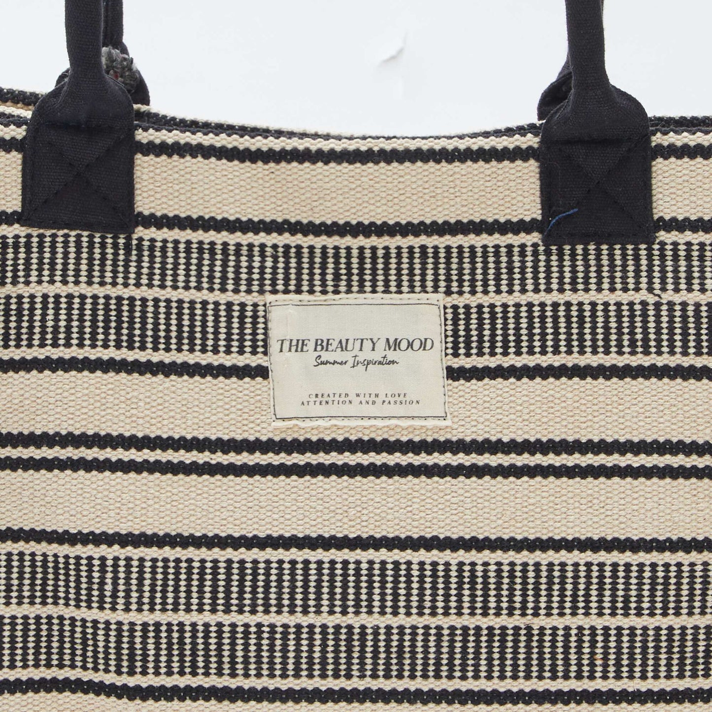 Shopper with striped print BLACK