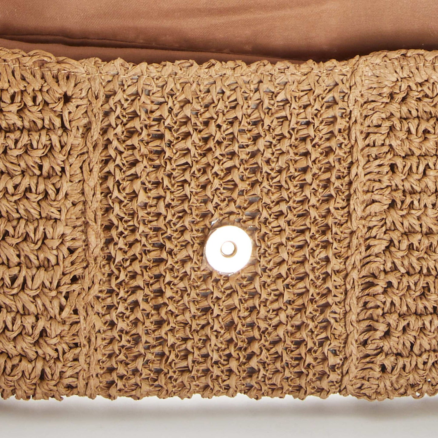 Raffia clutch with shoulder strap BROWN