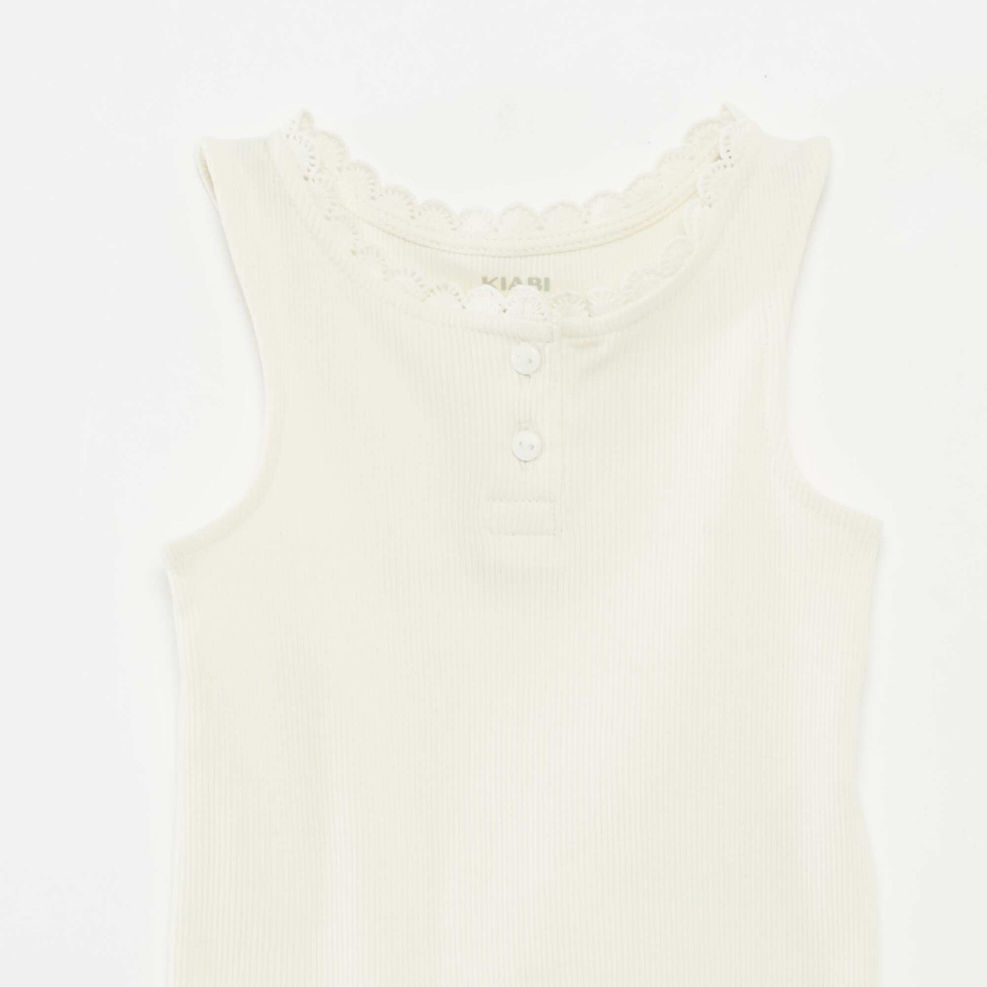 Ribbed knit vest top WHITE