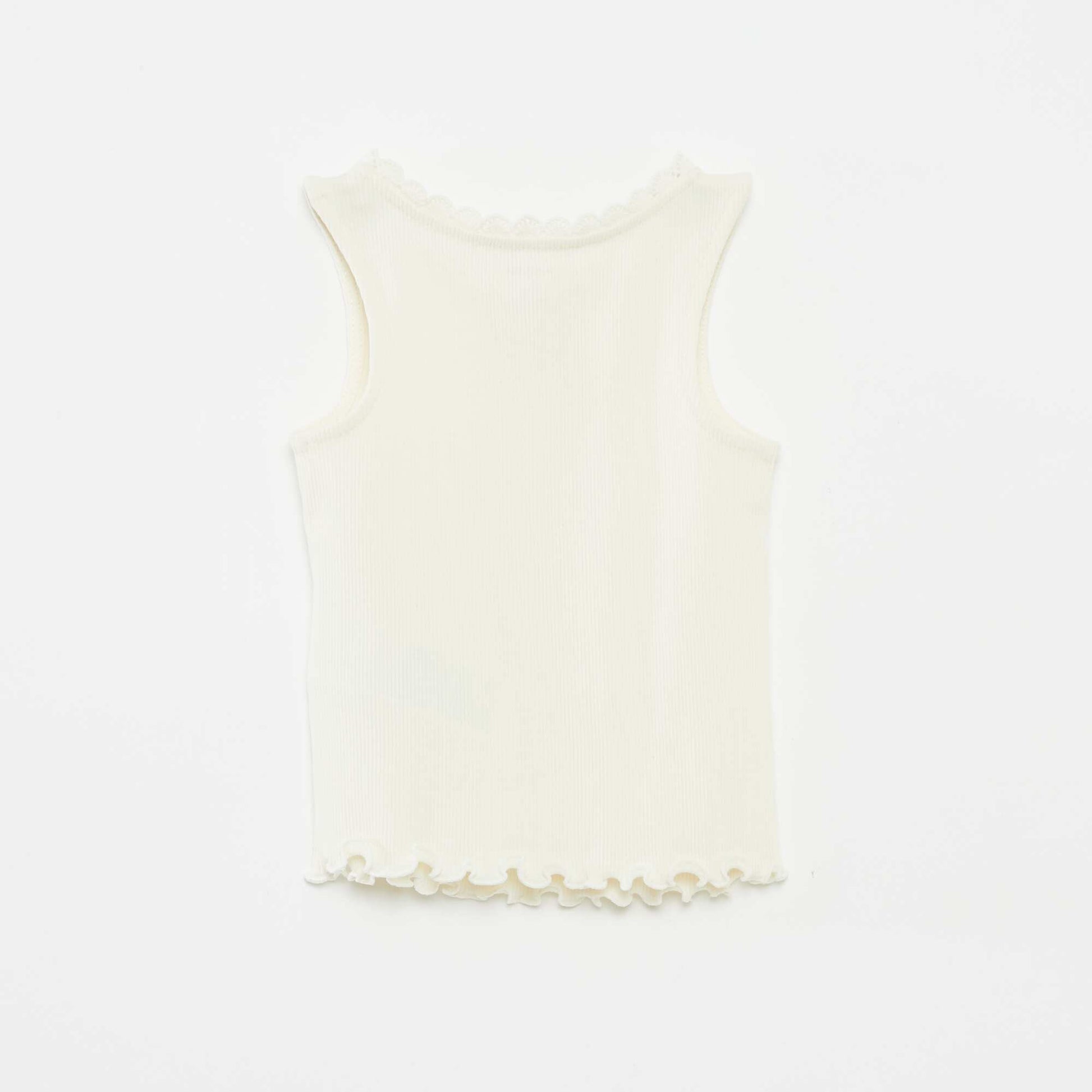 Ribbed knit vest top WHITE