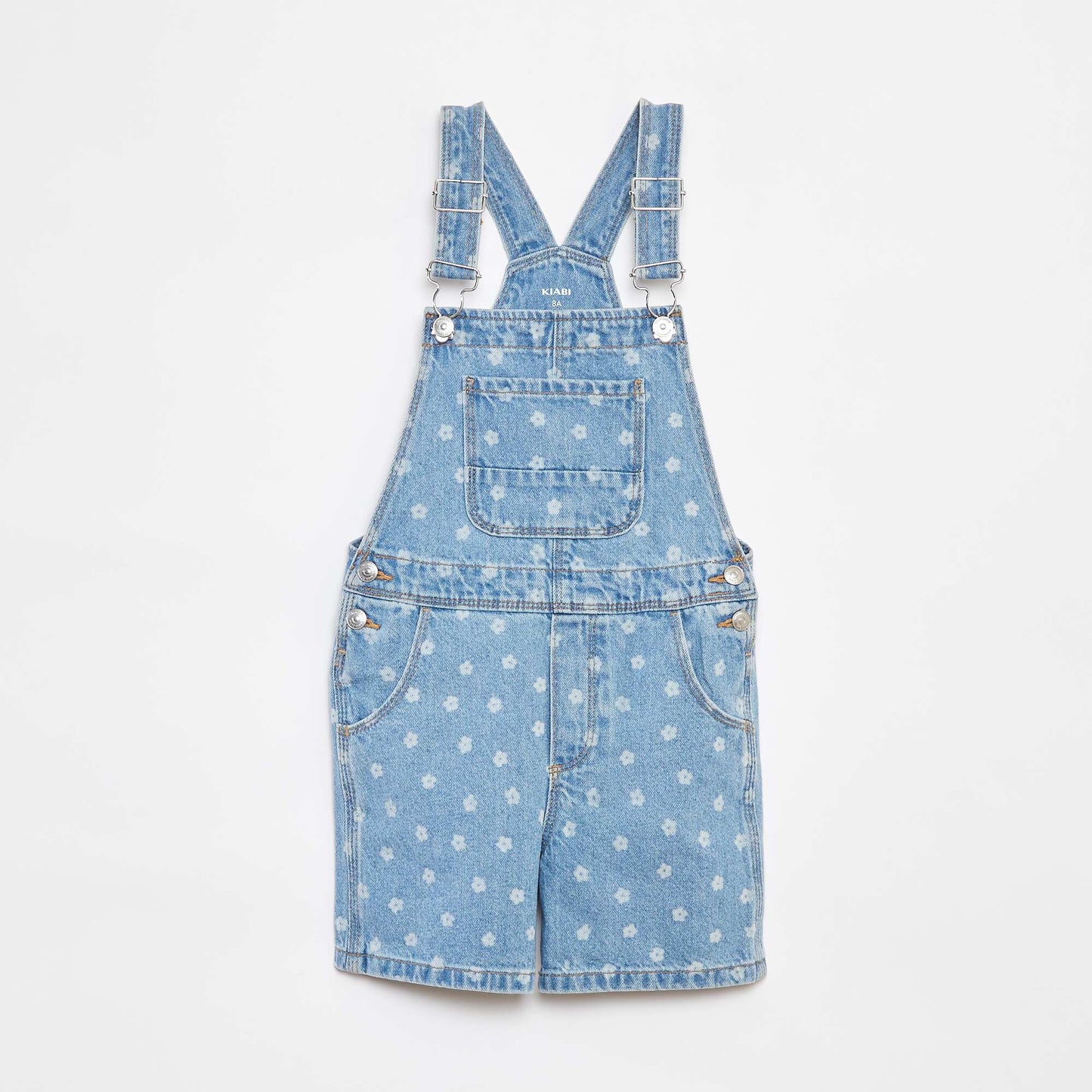 Denim dungaree shorts with breast pocket BLUE