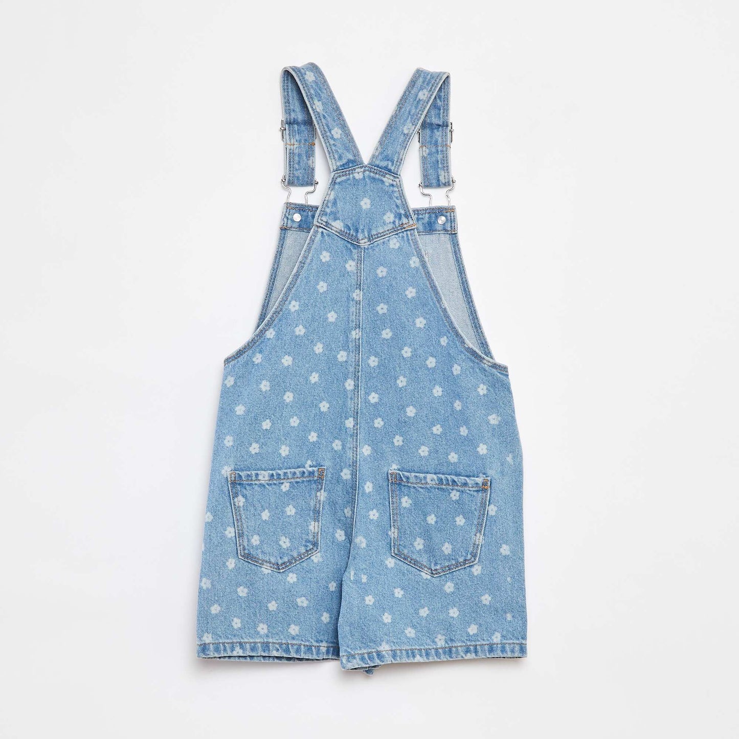 Denim dungaree shorts with breast pocket BLUE