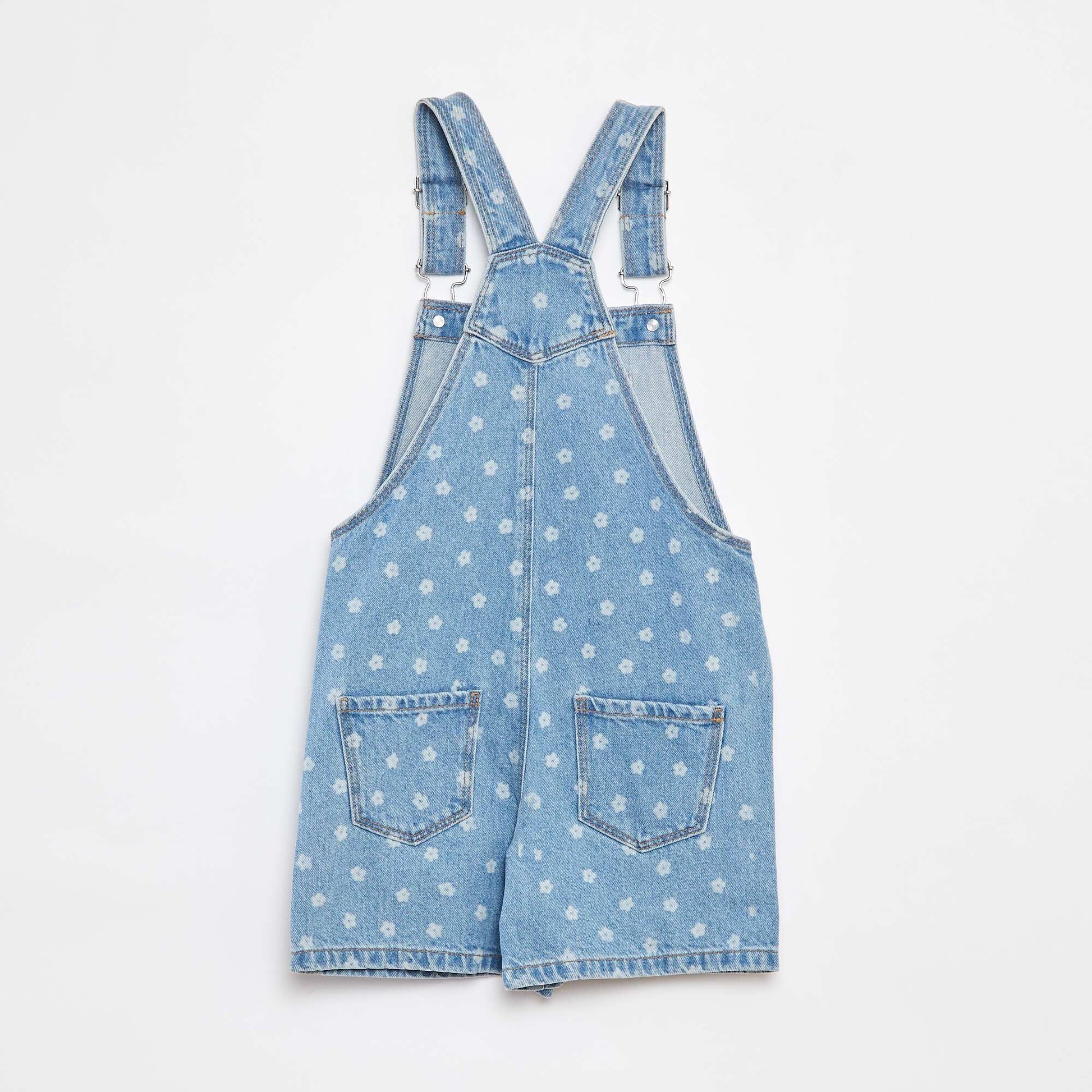 Denim dungaree shorts with breast pocket BLUE