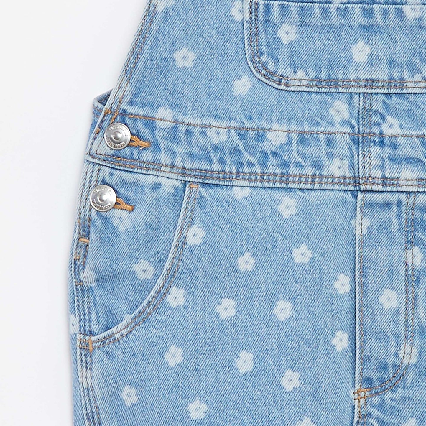 Denim dungaree shorts with breast pocket BLUE