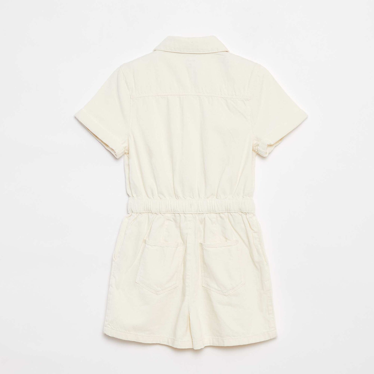 Short-sleeved denim playsuit WHITE