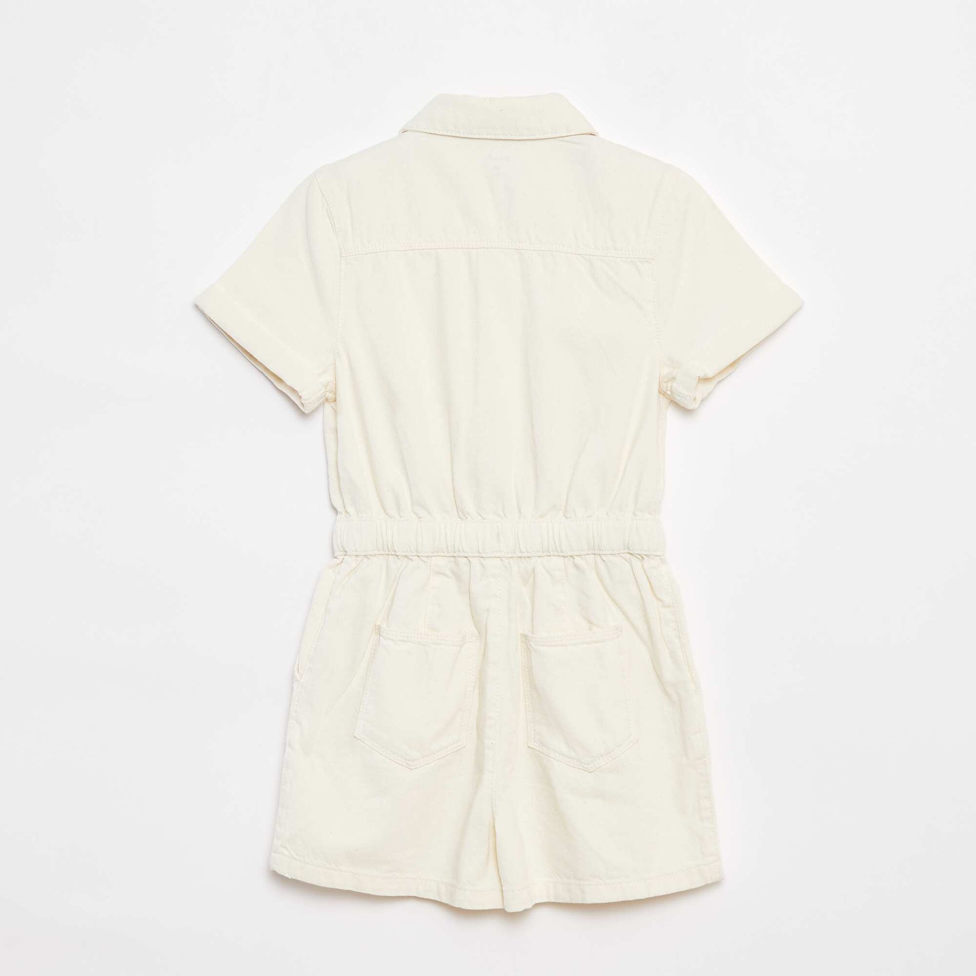 Short-sleeved denim playsuit WHITE