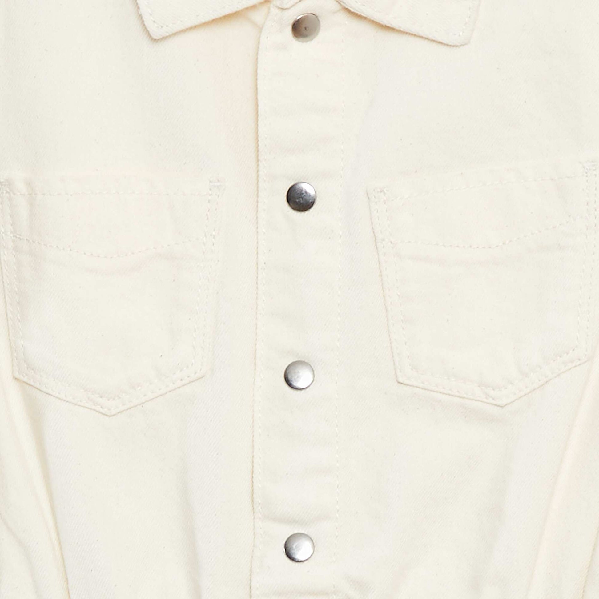 Short-sleeved denim playsuit WHITE