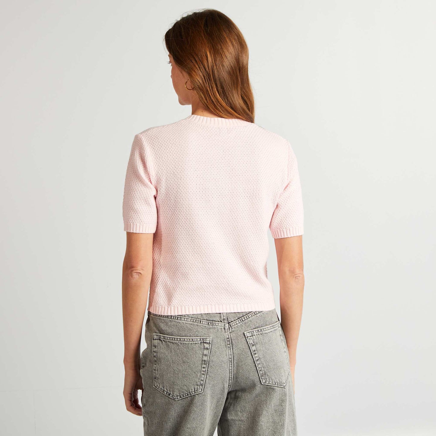 Short-sleeved cardigan PINK