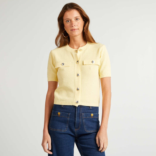 Short-sleeved cardigan YELLOW