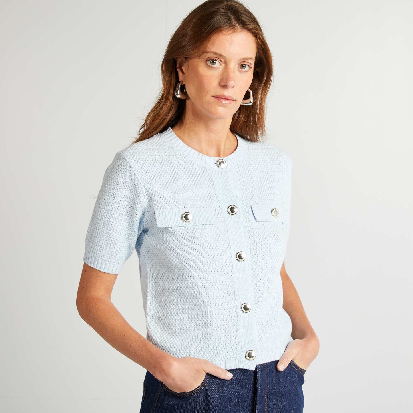 Short-sleeved cardigan BLUE