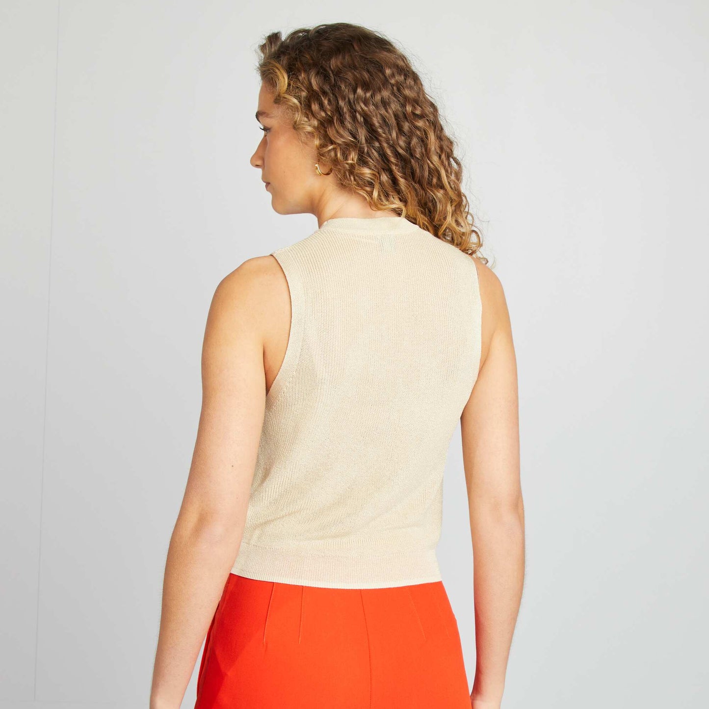 Vest top with cutaway arms BEIGE