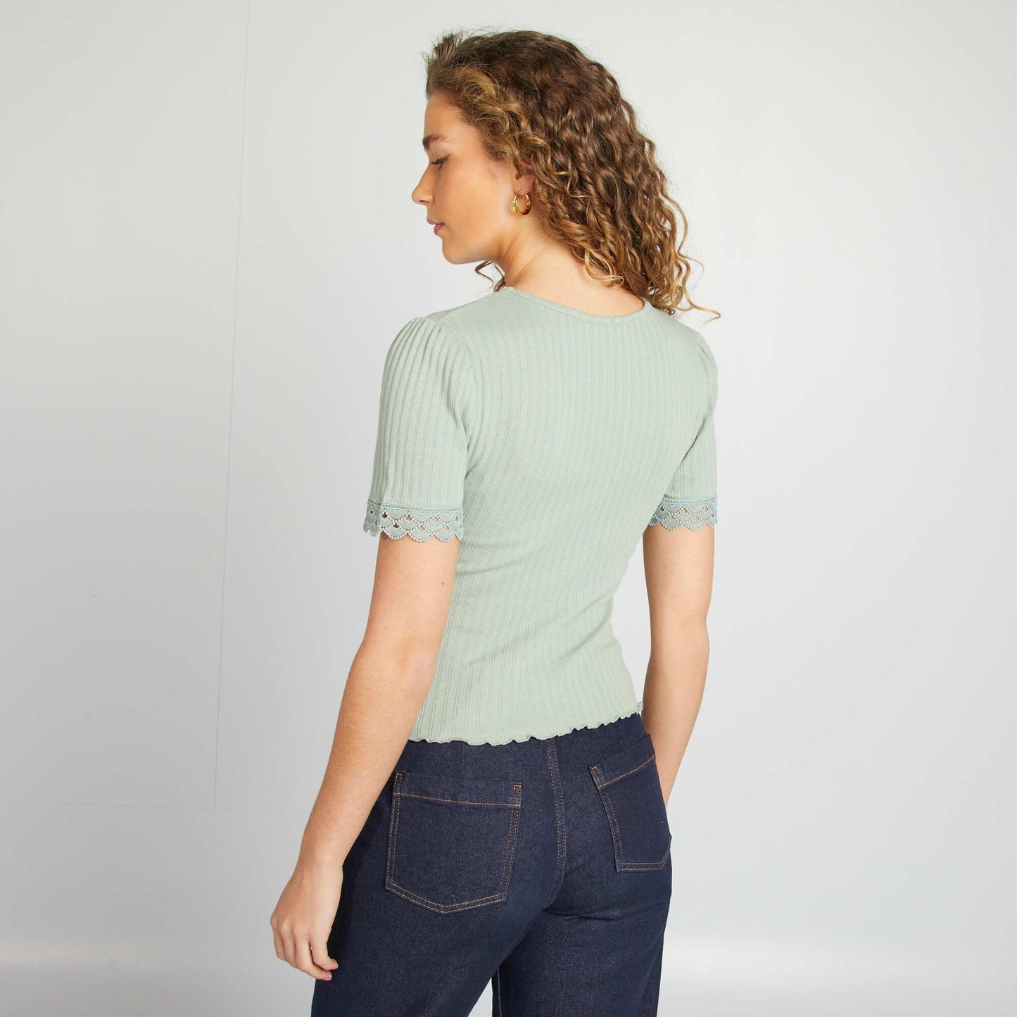 Embroidered short-sleeved T-shirt GREEN