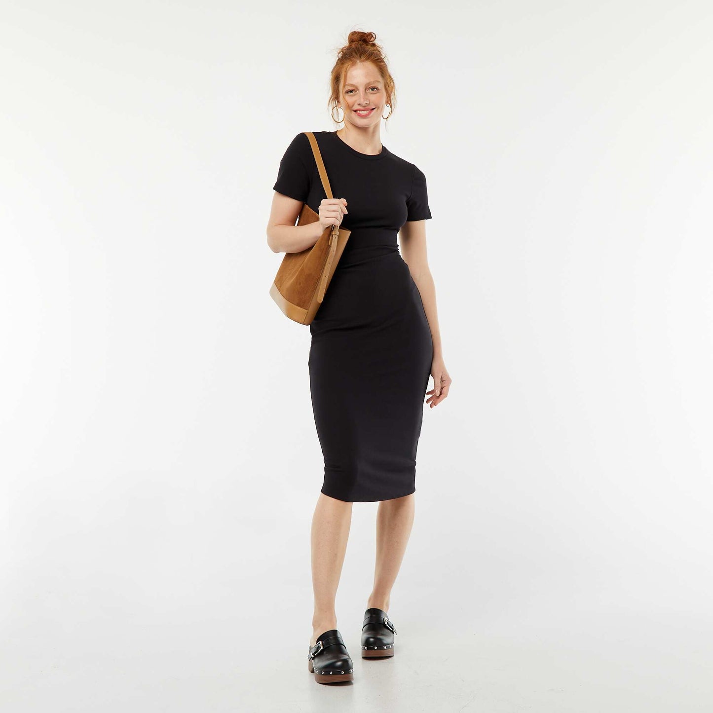 Plain midi dress  open at the back BLACK