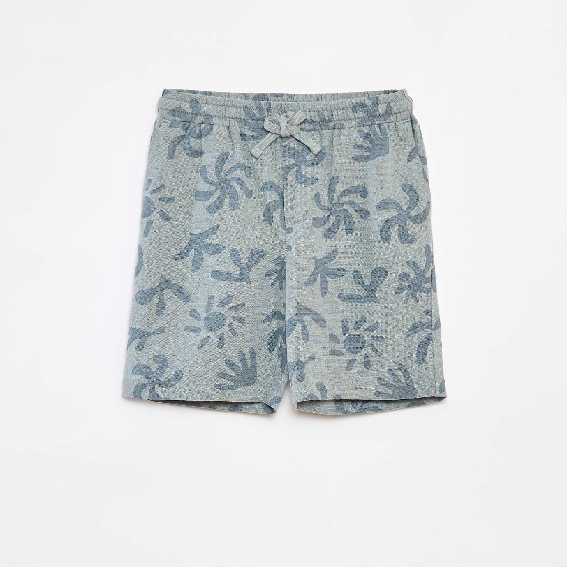 Printed multi-pocket Bermuda shorts GREEN