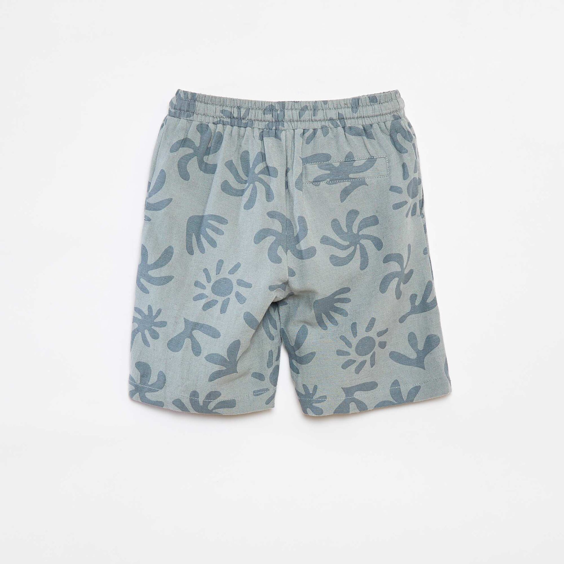 Printed multi-pocket Bermuda shorts GREEN