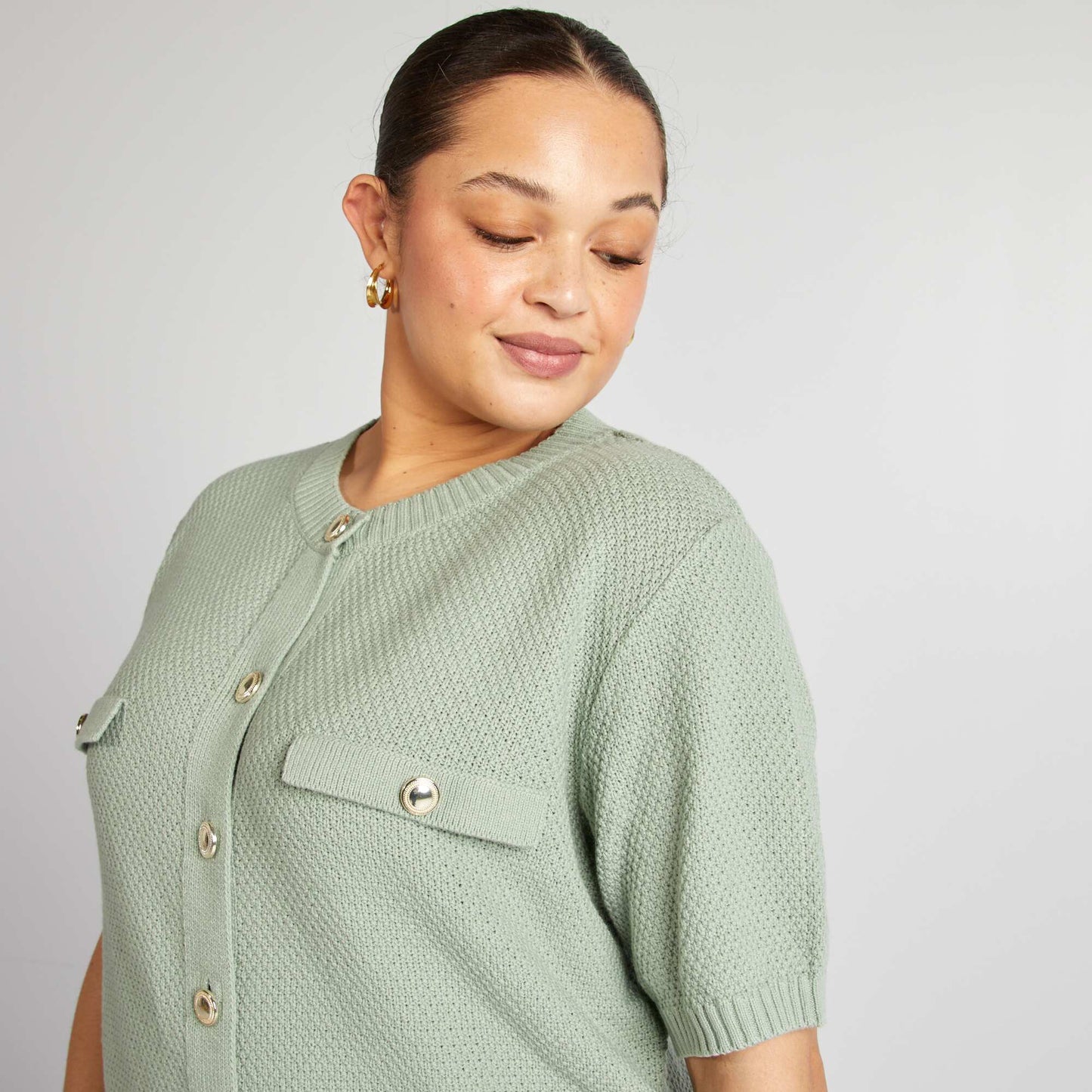 Cardigan with silver buttons GREEN