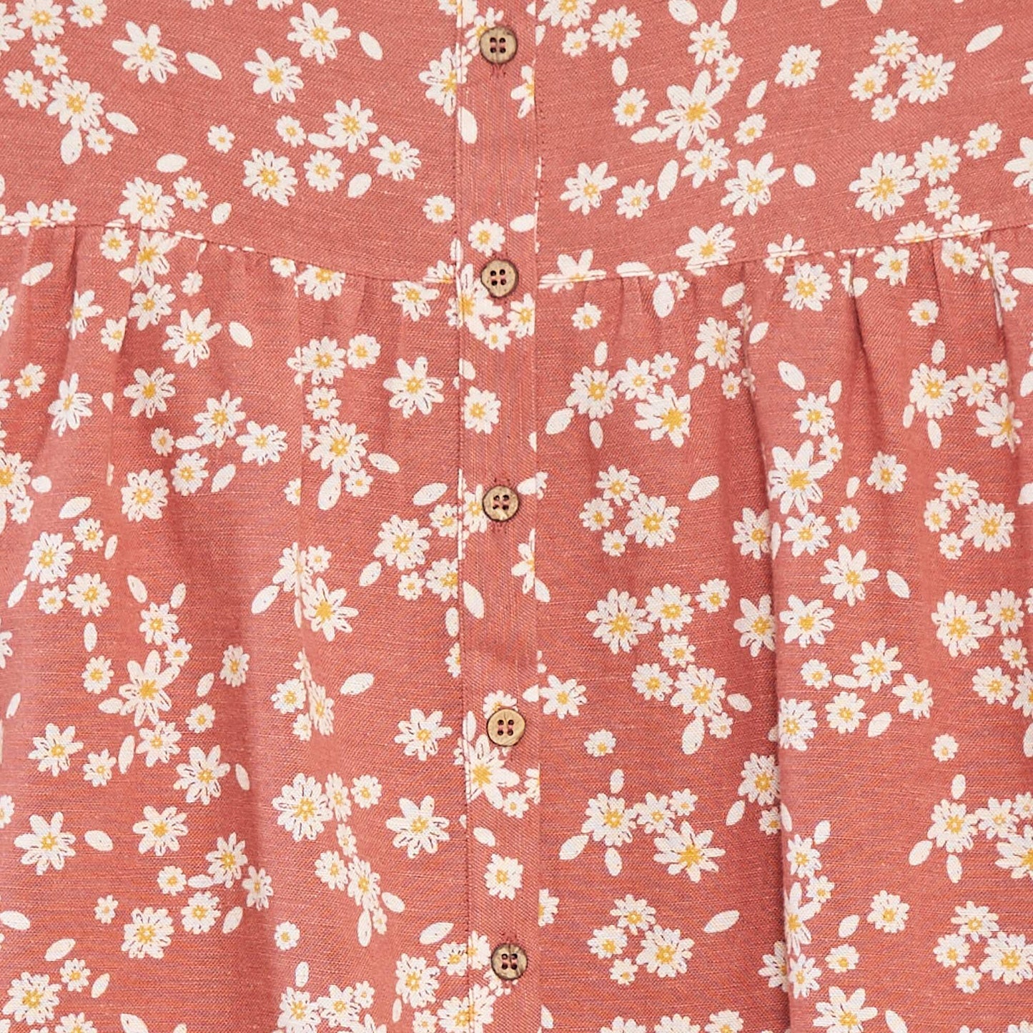 Linen-blend dress with button fastening RED